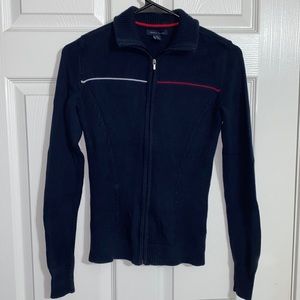 Tommy Hilfiger navy blue zip up sweater.